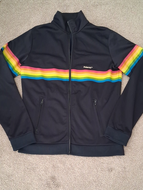 Polaroid Other - Vintage Men's Polaroid Impossible Dark Navy-BlackTrack Zip Up-Rainbow Stripe (M)